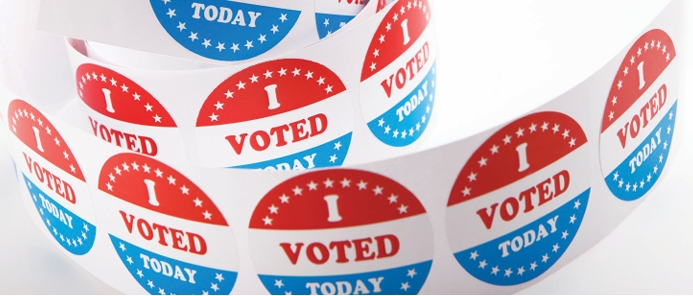  File photo of “I Voted” sticker.